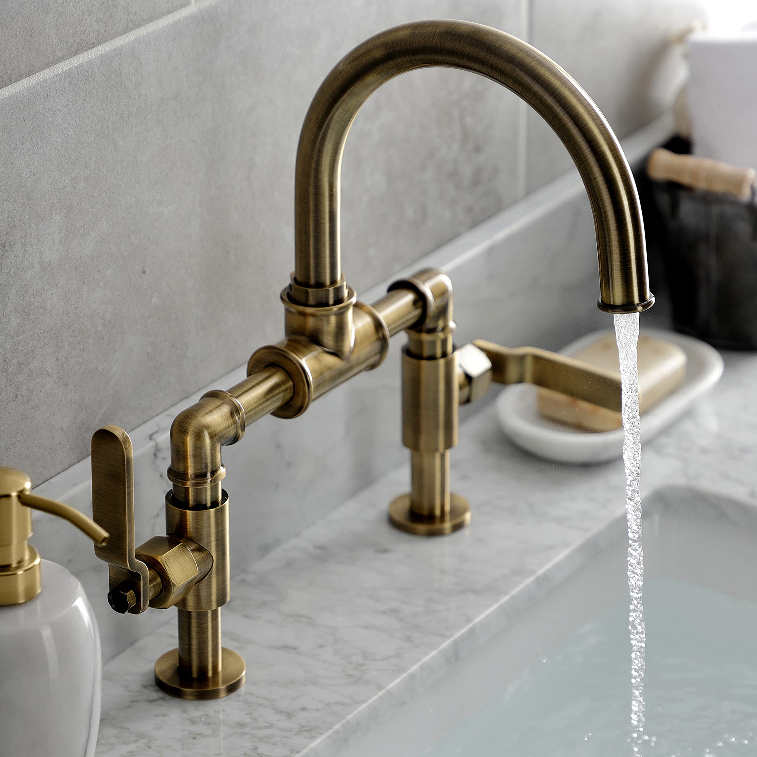 Kingston Brass KS2173KL Whitaker Industrial Style Bridge Bathroom